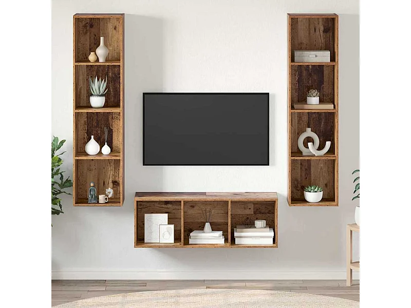 Ensemble de meubles TV 3 pcs Bois ancien 37 x 37 x 142.5 cm