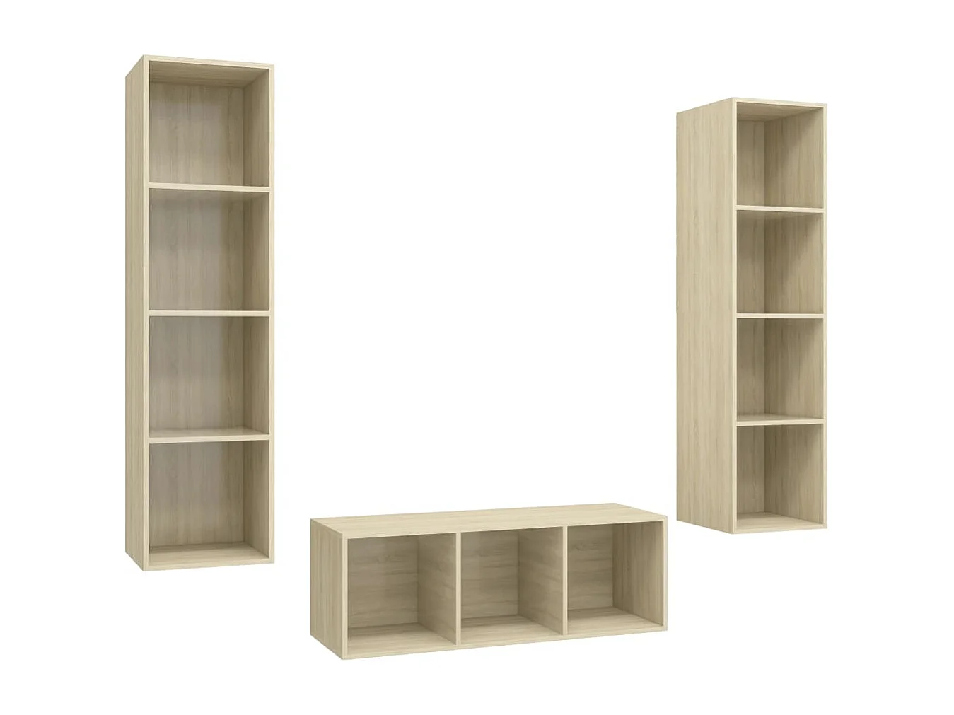 Set di mobili TV da 3 pezzi in legno ingegnerizzato Sonoma Oak