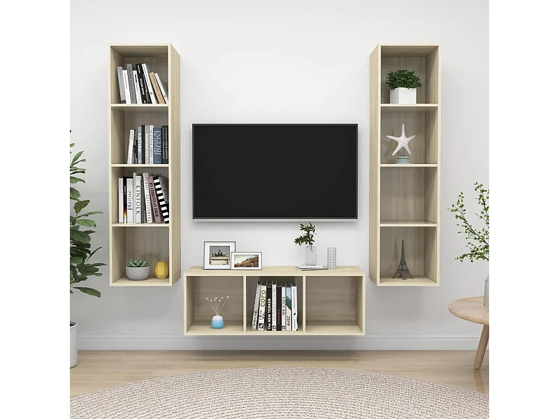 Ensemble de meubles TV 3 pcs Chêne sonoma Bois d'ingénierie