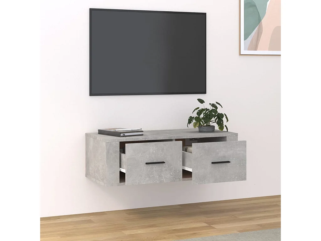 Mobile TV da parete grigio cemento 80x36x25 cm in legno ingegnerizzato