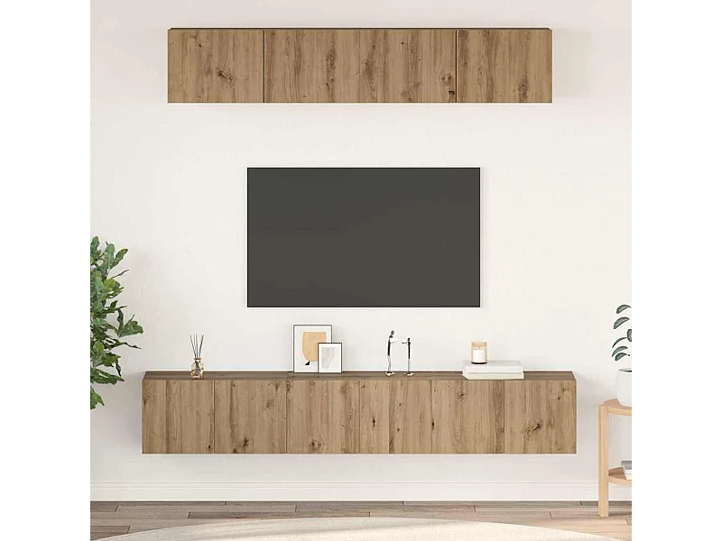 Set di mobili TV da 5 pezzi, rovere lavorato a mano, 100 x 30 x 30 cm