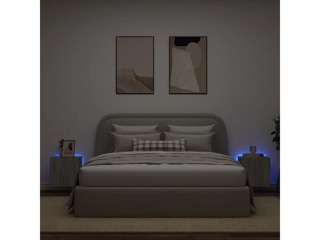 Mobili TV a parete e luci LED 2 pezzi grigio sonoma 40,5x35x40cm