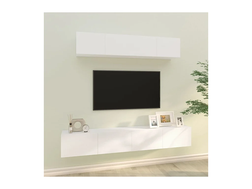 Ensemble de meubles TV 4 pcs Blanc Bois d'ingénierie