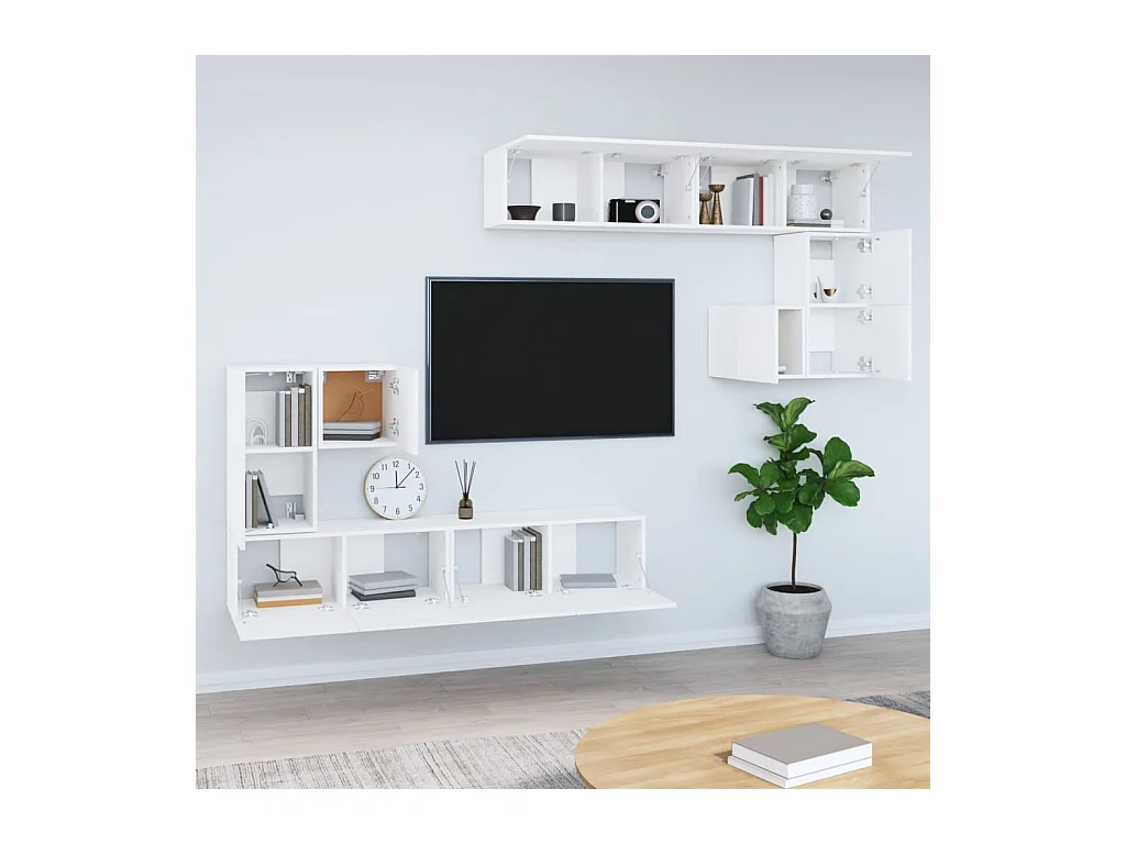 Mobile TV bianco da parete in legno ingegnerizzato