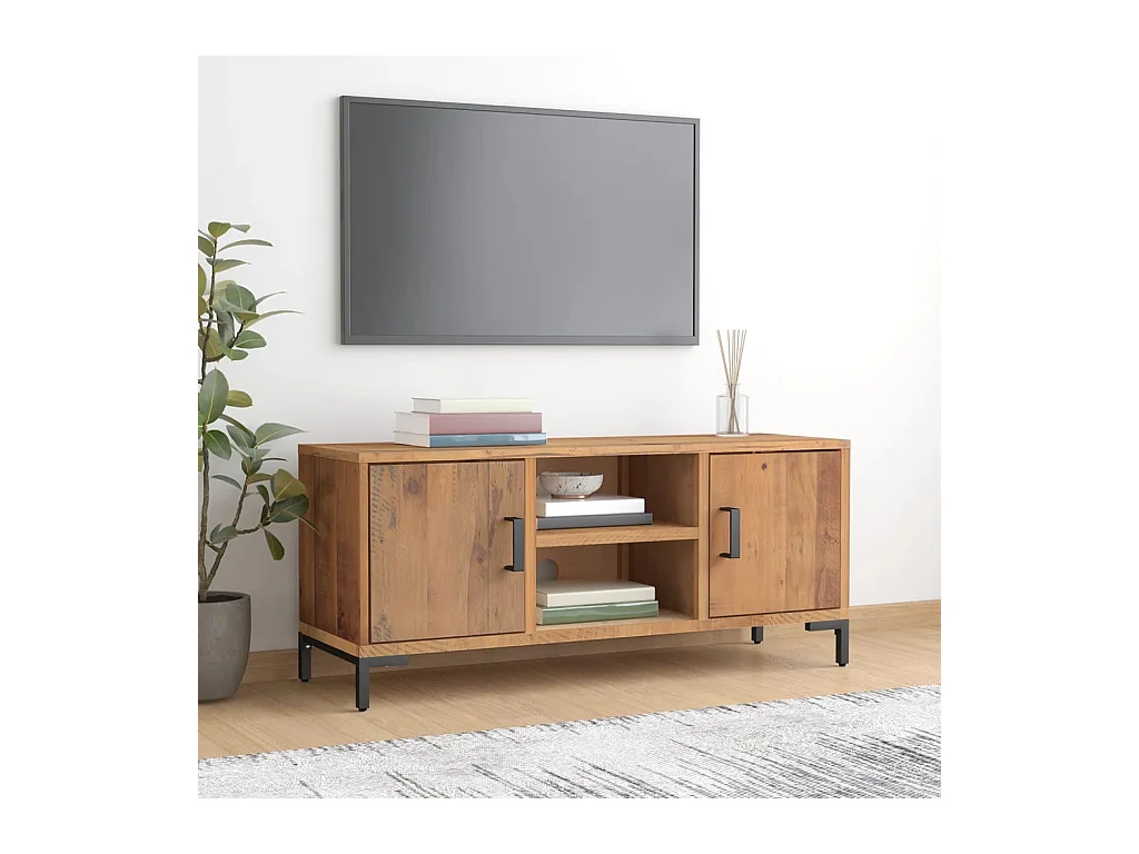 Mobile TV marrone 110x35x48 cm Legno massello di pino