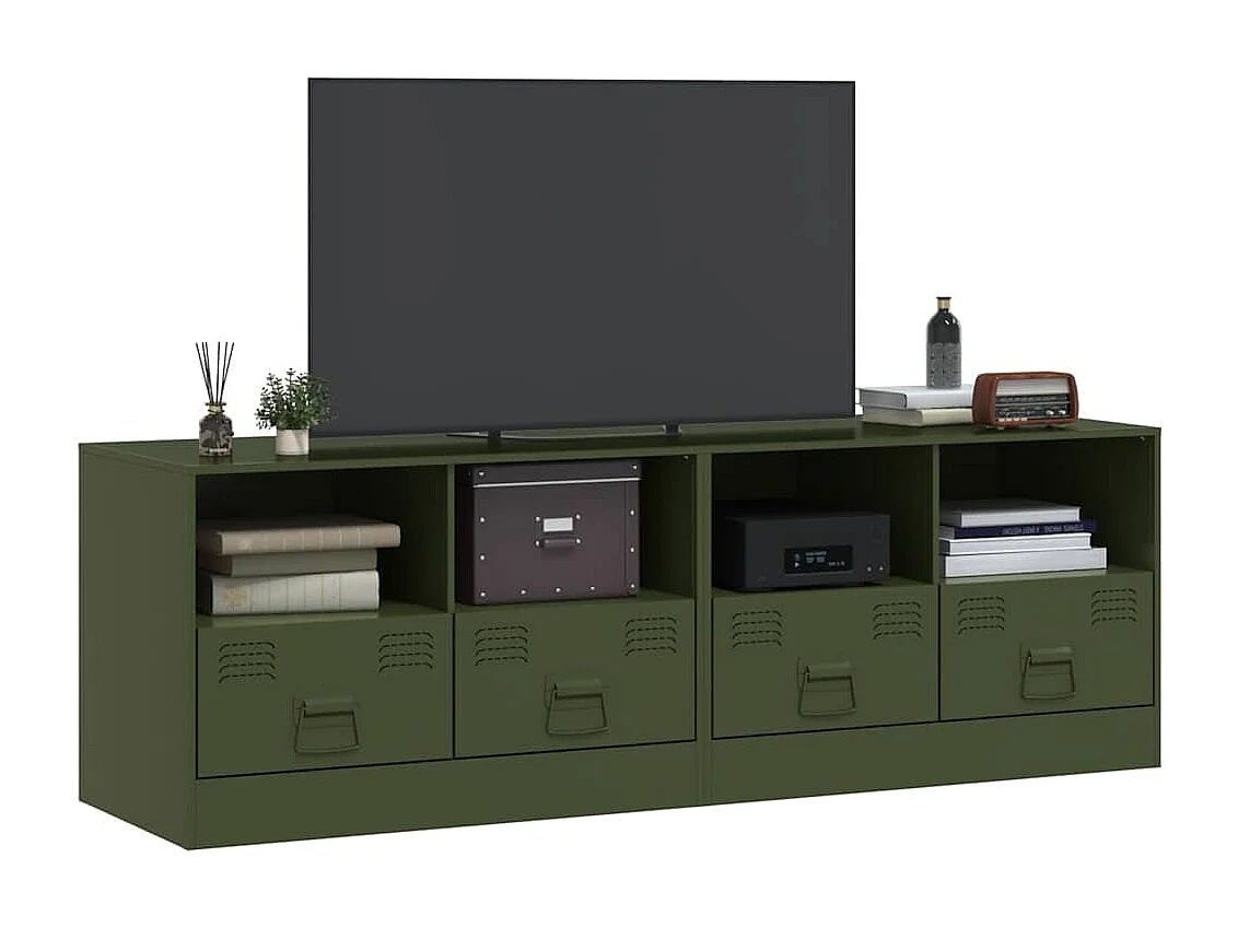Meubles TV 2 pcs vert olive 67x39x44 cm acier