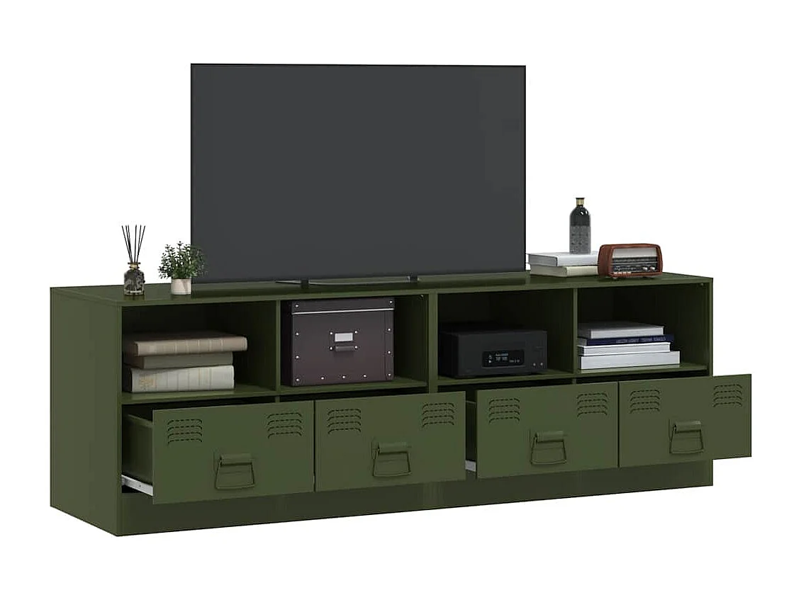Meubles TV 2 pcs vert olive 67x39x44 cm acier