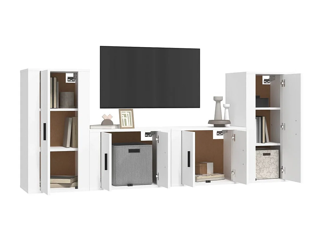 Ensemble de meubles TV 4 pcs Blanc Bois d'ingénierie