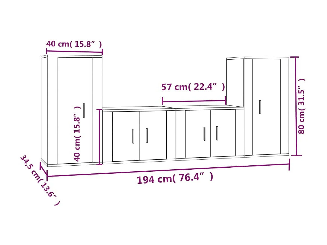 Ensemble de meubles TV 4 pcs Blanc Bois d'ingénierie