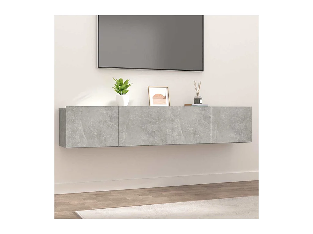 Meubles TV 2 pcs gris béton 80x30x30 cm bois d'ingénierie