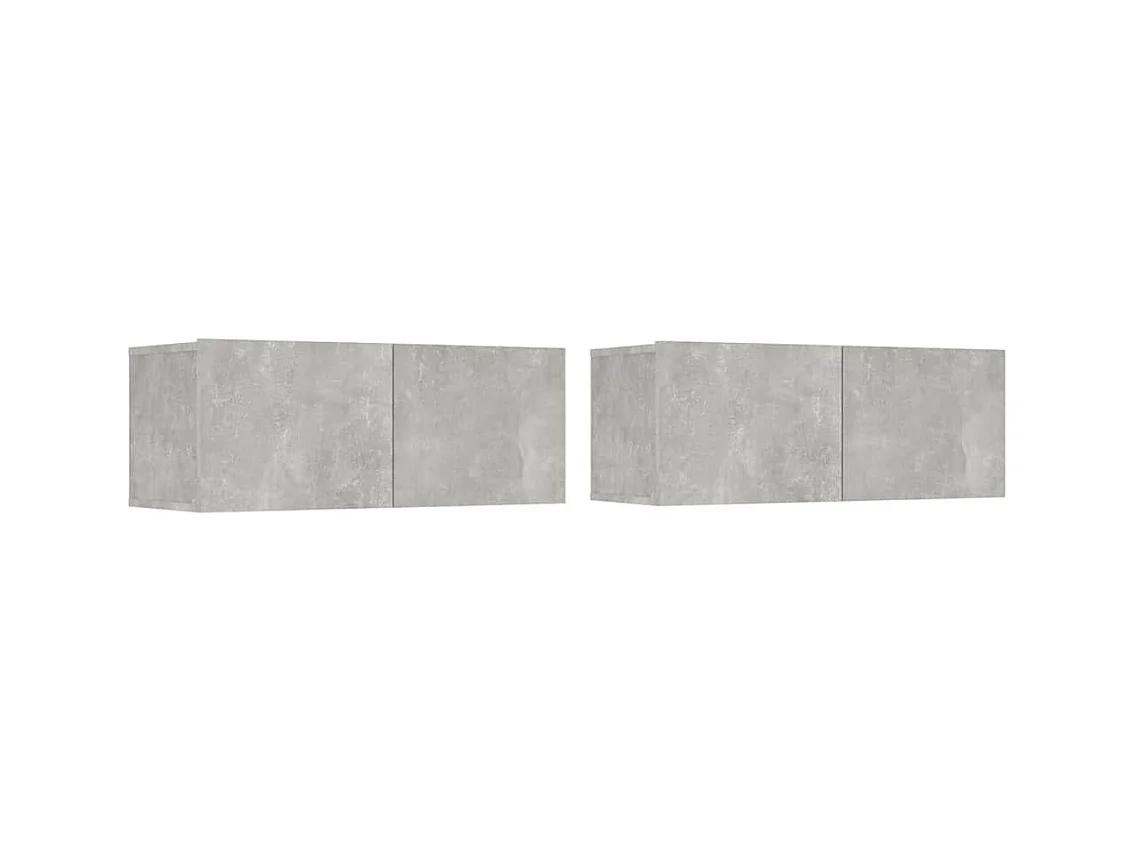 Meubles TV 2 pcs gris béton 80x30x30 cm bois d'ingénierie