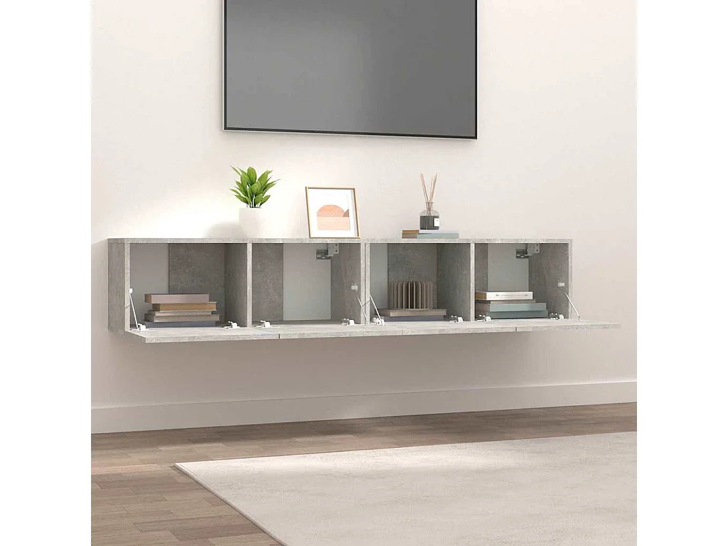 Mobile TV 2 pezzi grigio cemento 80x30x30 cm in legno ingegnerizzato