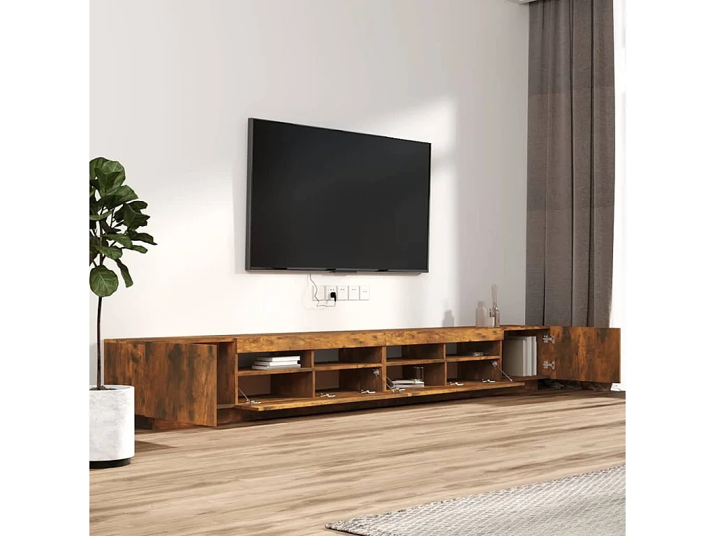 Ensemble de meubles TV avec lumières LED 3 pcs Chêne fumé
