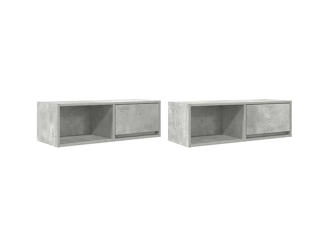 TV-kast 2 stuks betongrijs 80x31x25,5 cm bewerkt hout