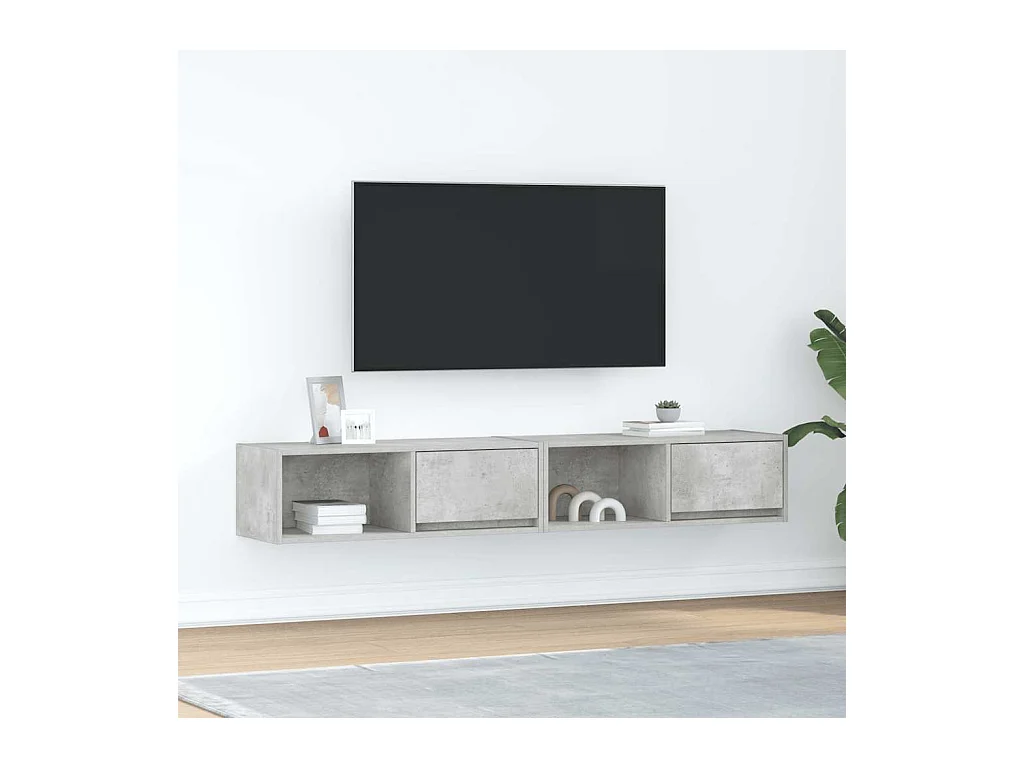 Meubles TV 2 pcs gris béton 80x31x25,5 cm bois d'ingénierie
