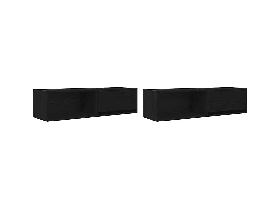 TV-kast 2 stuks zwart eiken 100x31x25,5 cm bewerkt hout