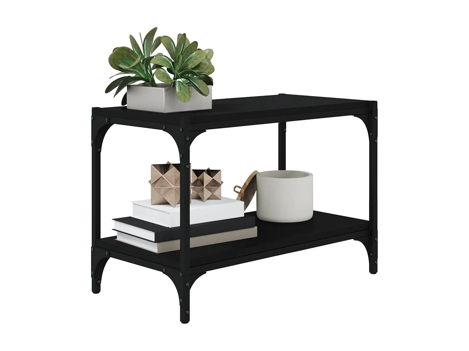 Mobile TV nero 60x33x41 cm Legno ingegnerizzato e acciaio