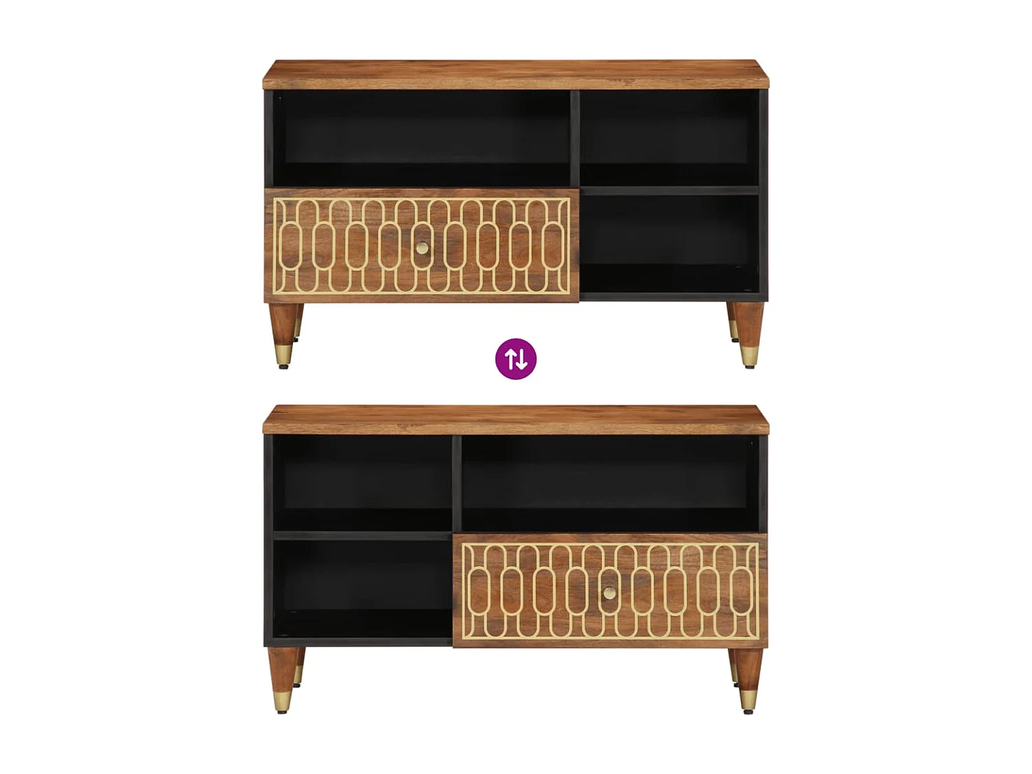 Mueble de TV 80x33x46 cm madera maciza de mango