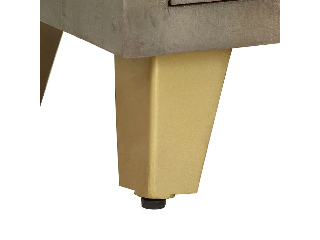 Meuble TV Bois solide de manguier Gris avec laiton 110x30x48 cm