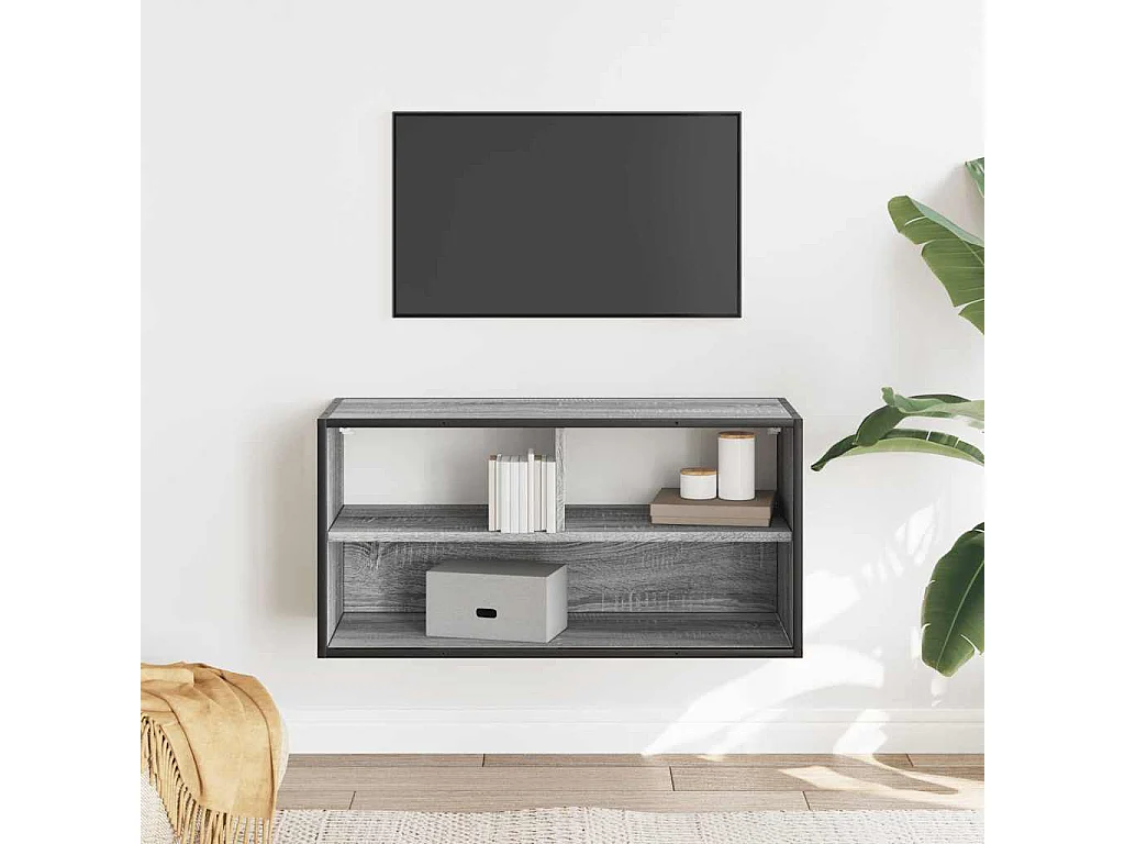 Meuble TV sonoma gris 80x31x39,5 cm bois d'ingénierie et métal