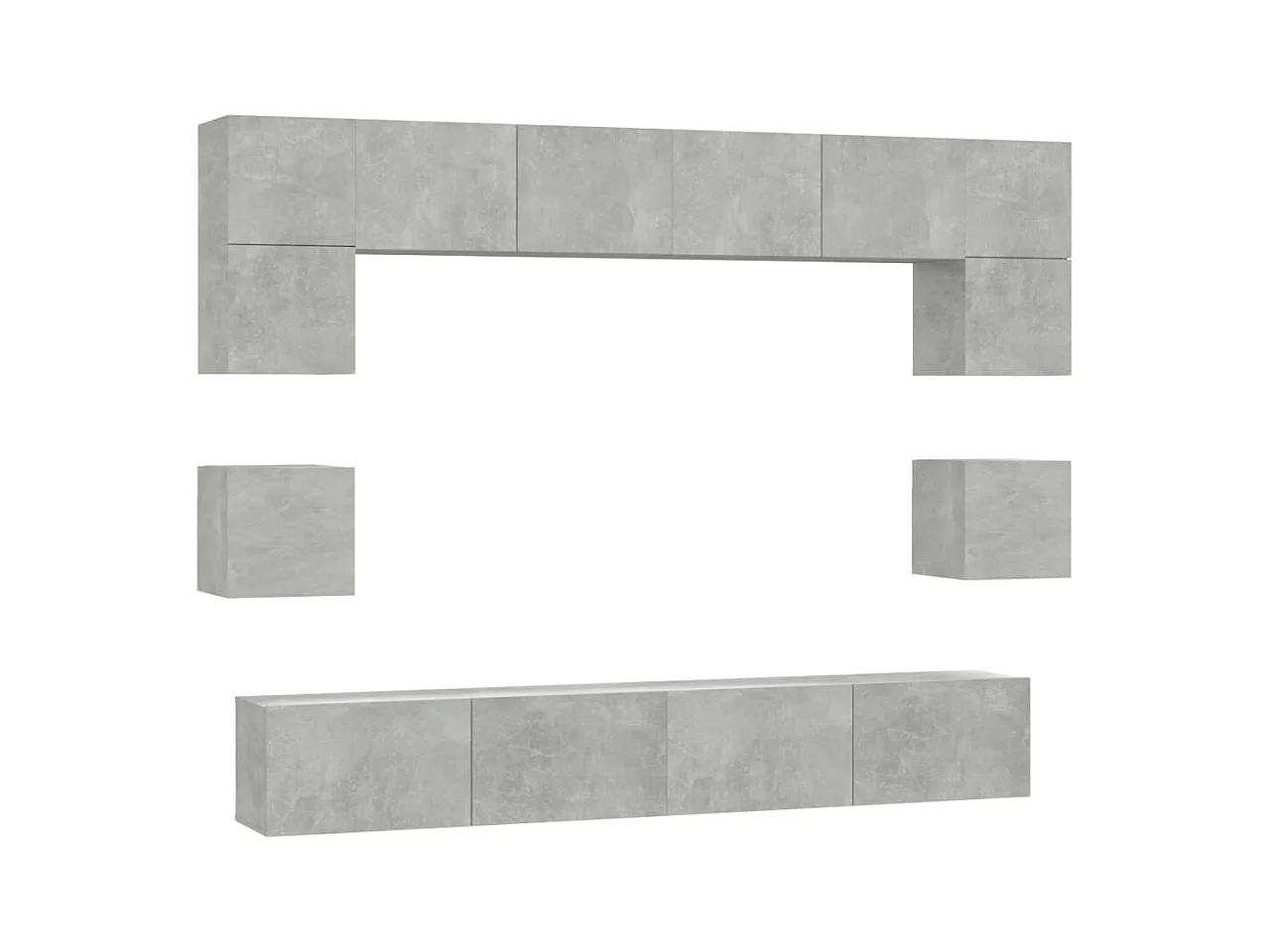 Conjunto de mueble para TV de 8 piezas en madera de ingeniería color gris hormigón