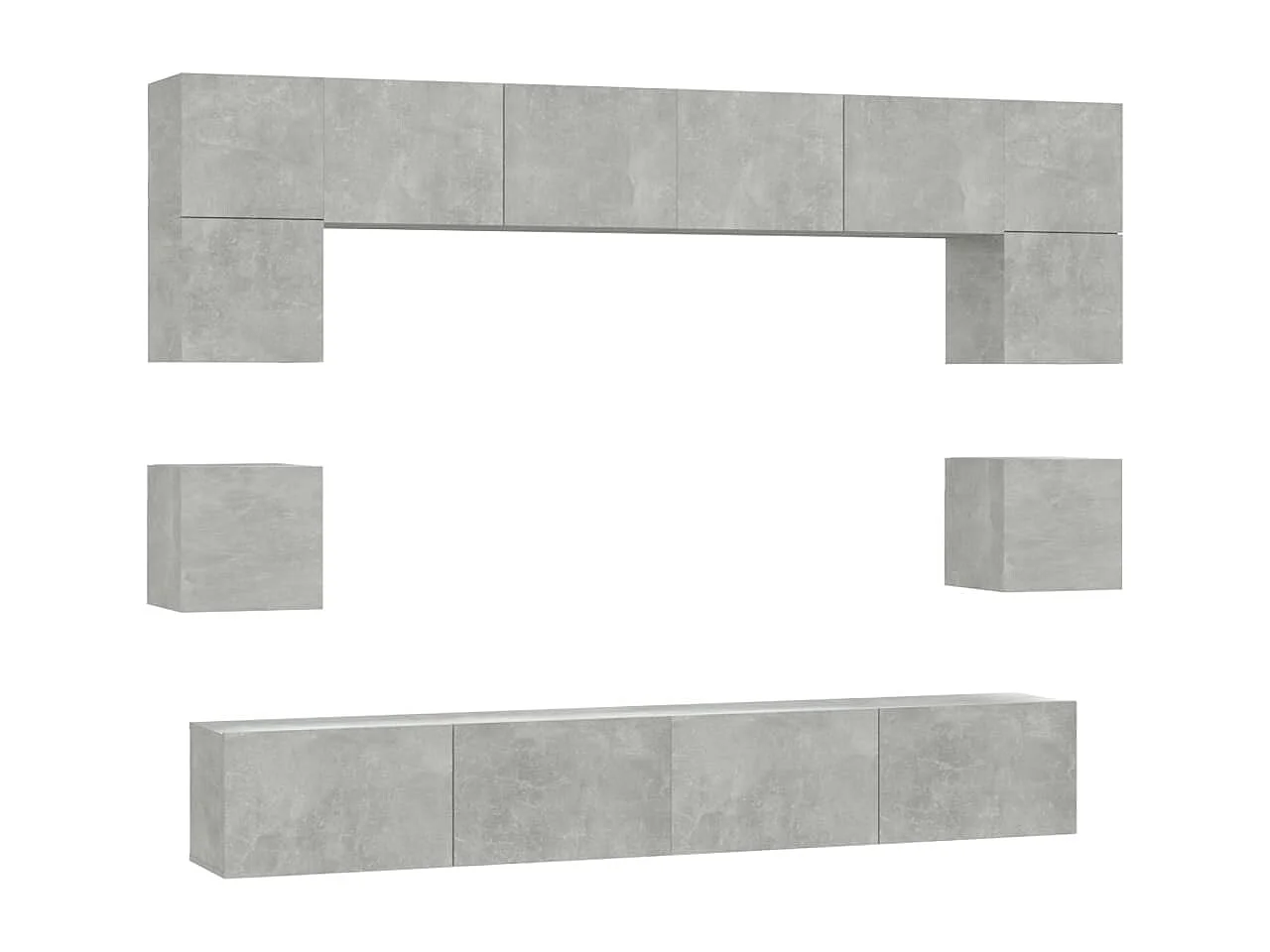 Ensemble de meubles TV 8 pcs Gris béton Bois d'ingénierie