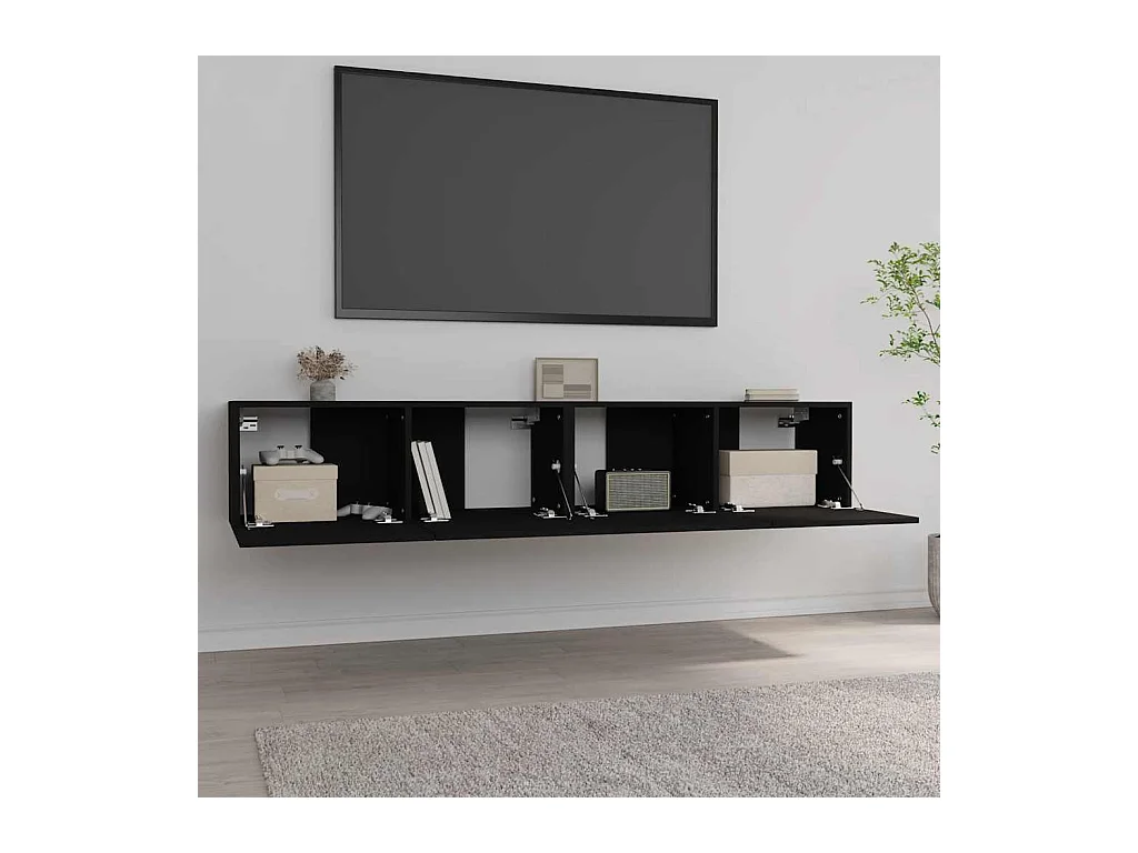 TV-Schrank 2 Stk. Schwarz 80x30x30 cm Holzwerkstoff