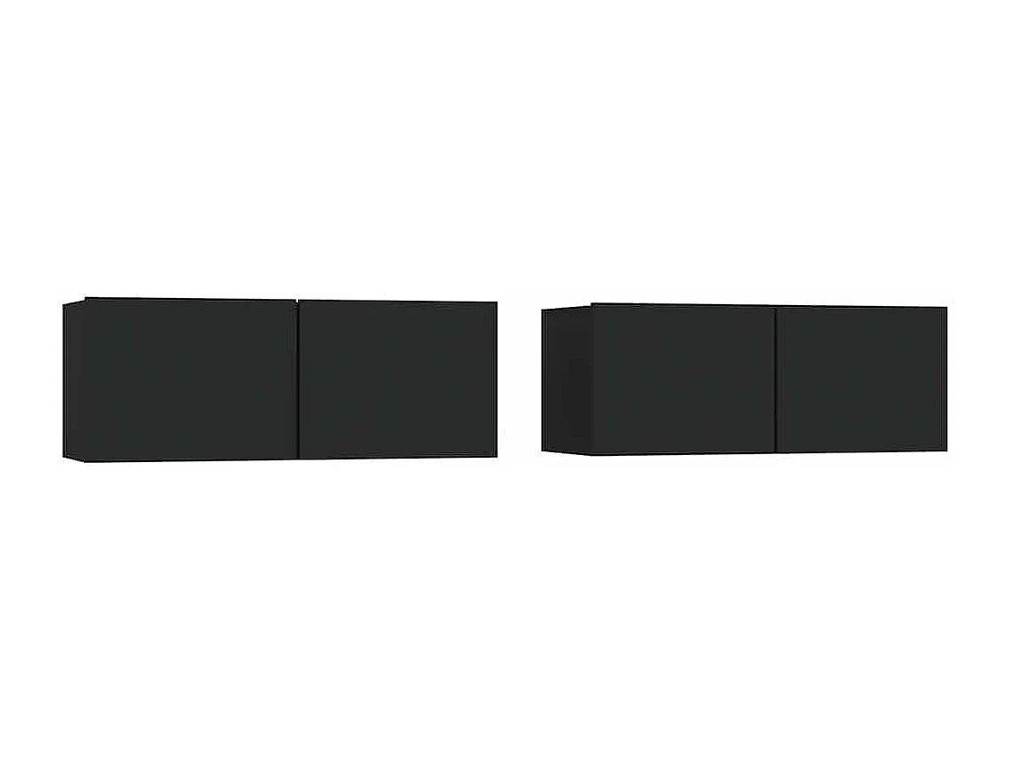 Mobile TV 2 pezzi Nero 80x30x30 cm Legno ingegnerizzato