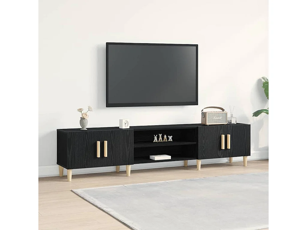 Mueble de TV de roble negro 180 x 31,5 x 40 cm Madera de ingeniería