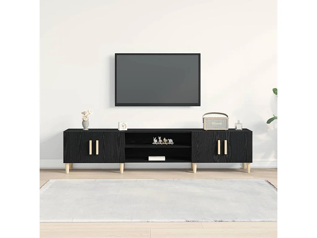 Mueble de TV de roble negro 180 x 31,5 x 40 cm Madera de ingeniería