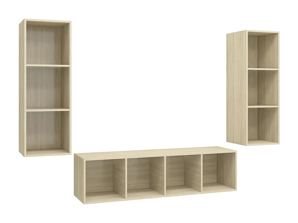 Set di mobili TV da 3 pezzi in legno ingegnerizzato Sonoma Oak