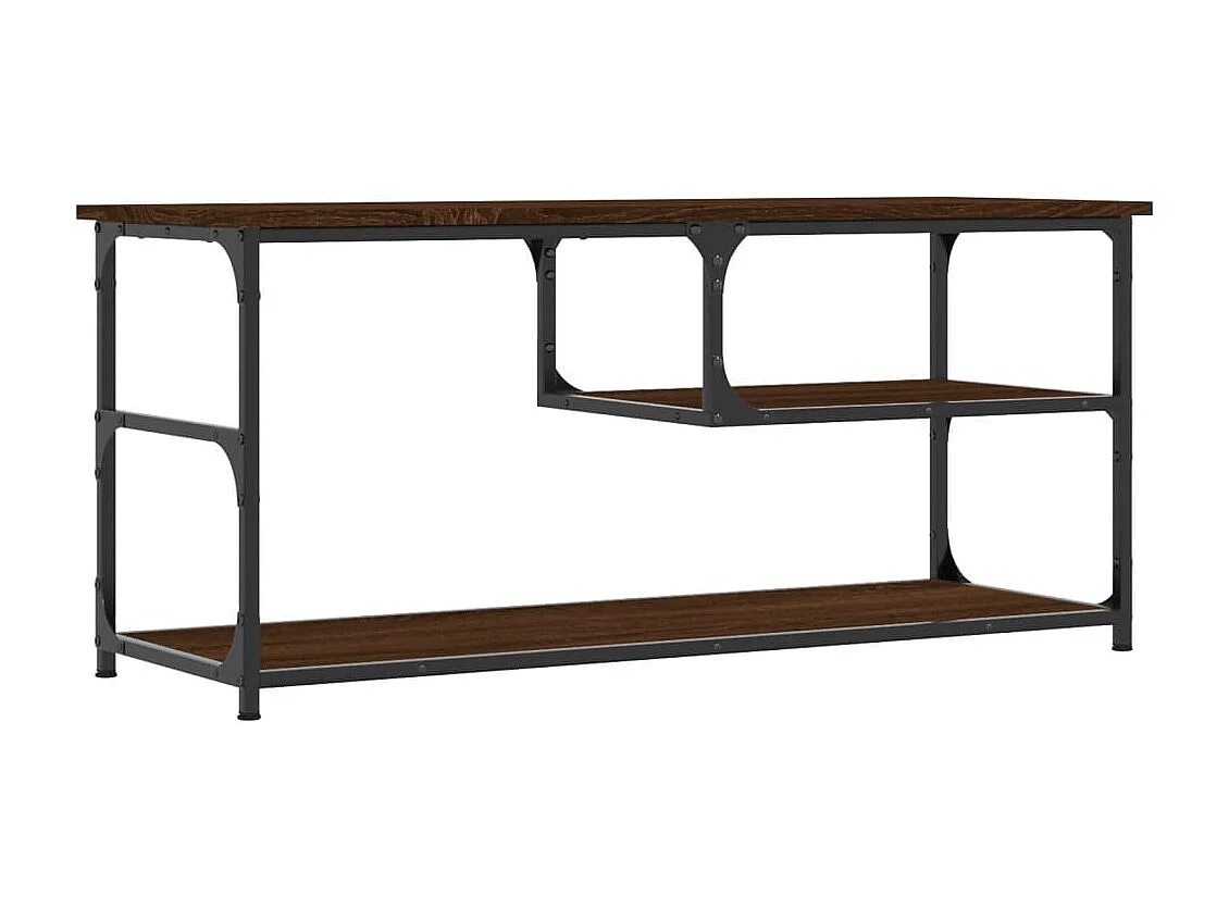 Bruine eikenhouten tv-kast 103x38x46,5cm bewerkt hout en staal