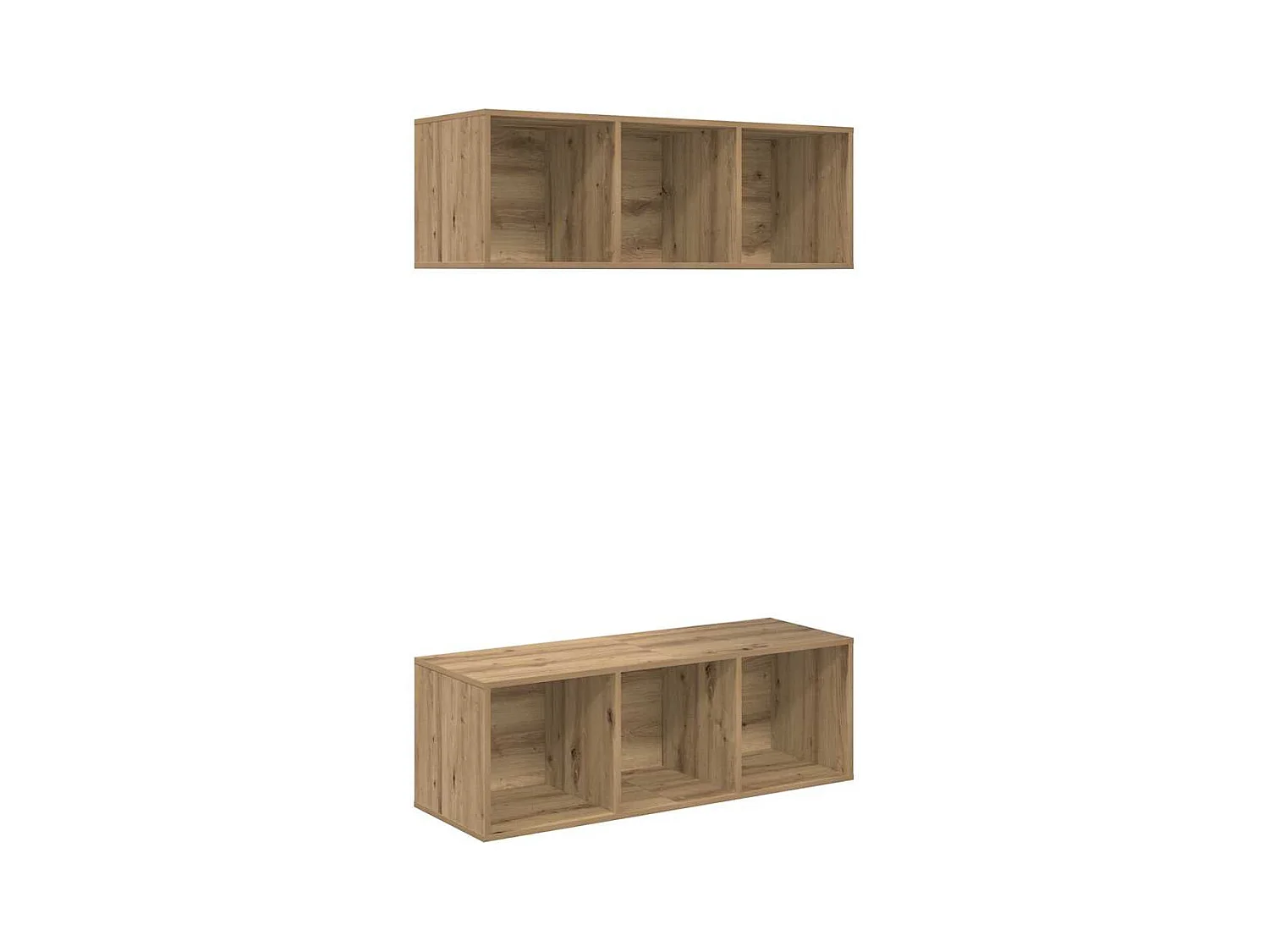 Mobili TV da parete in 2 pezzi, rovere lavorato a mano, 37 x 37 x 107 cm