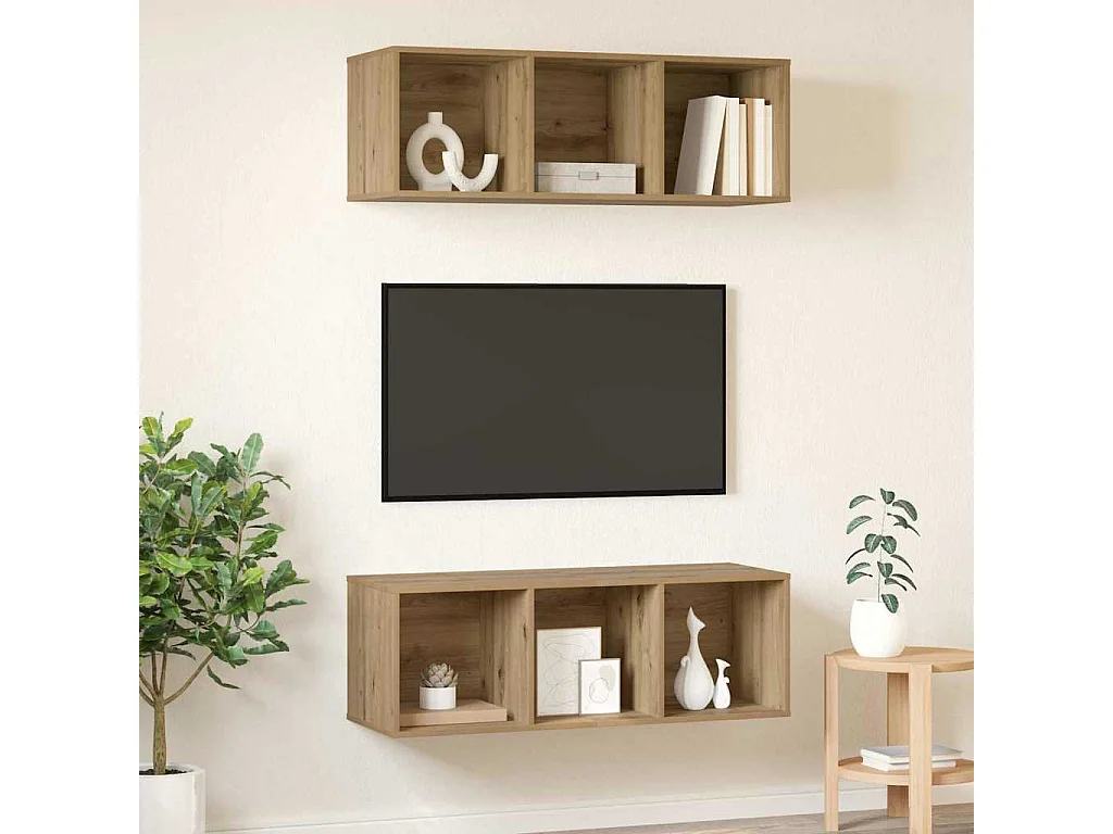Meubles TV muraux 2 pcs chêne artisanal 37 x 37 x 107 cm