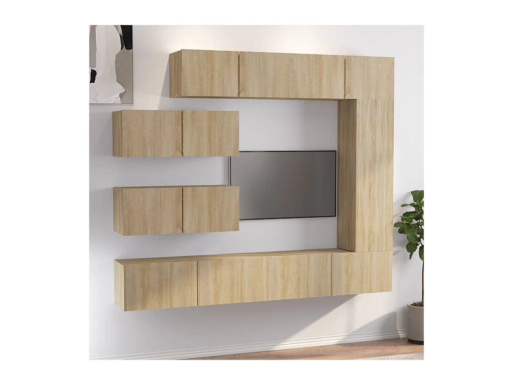 Set di mobili TV da 7 pezzi in legno ingegnerizzato Sonoma Oak