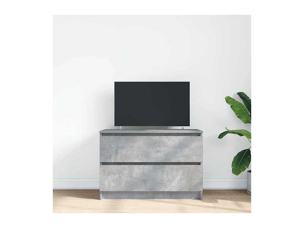 Meuble TV gris béton 80x35x54 cm bois d'ingénierie