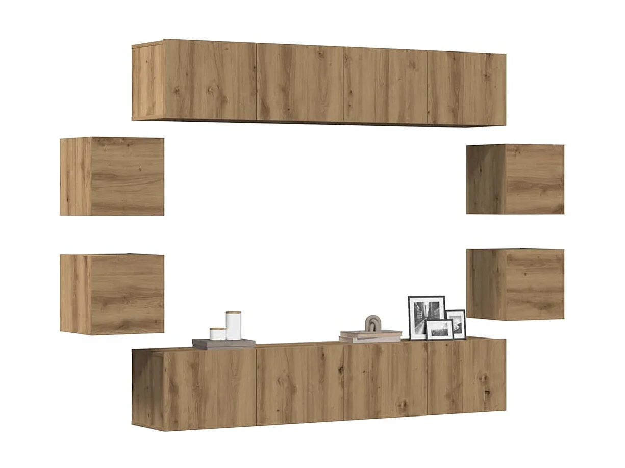 Ensemble de meuble TV mural 8 pcs chêne artisanal