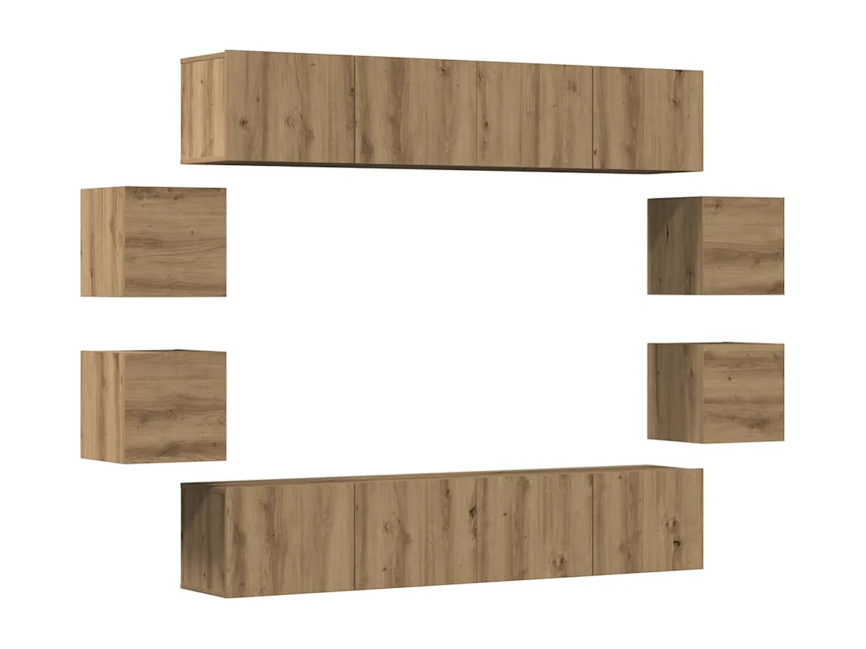 Ensemble de meuble TV mural 8 pcs chêne artisanal