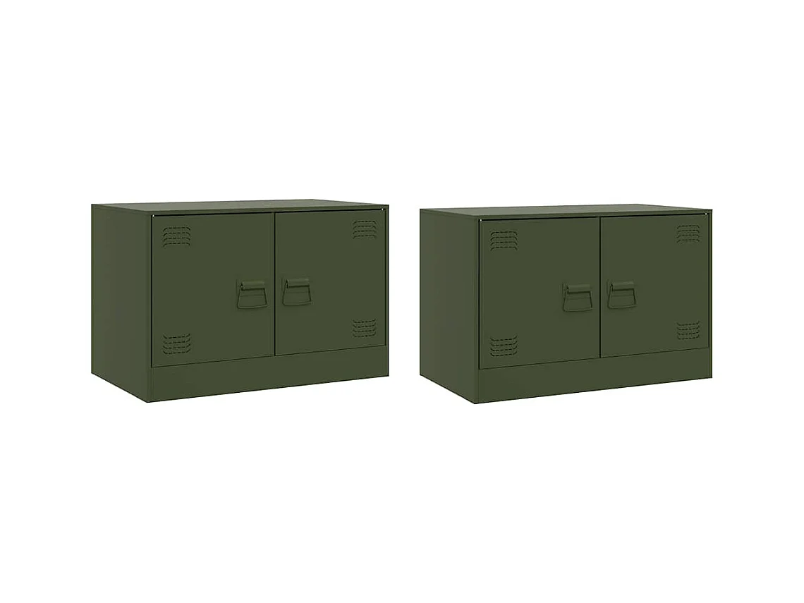 TV-kast 2 stuks olijfgroen 67x39x44 cm staal