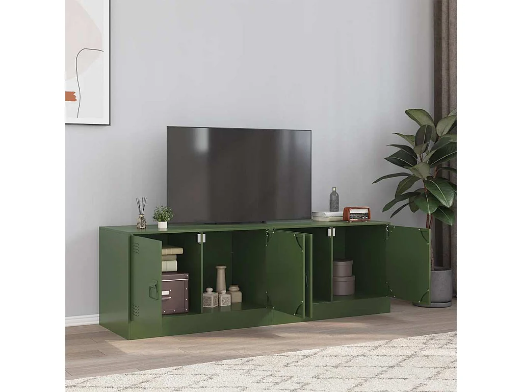 Meubles TV 2 pcs vert olive 67x39x44 cm acier