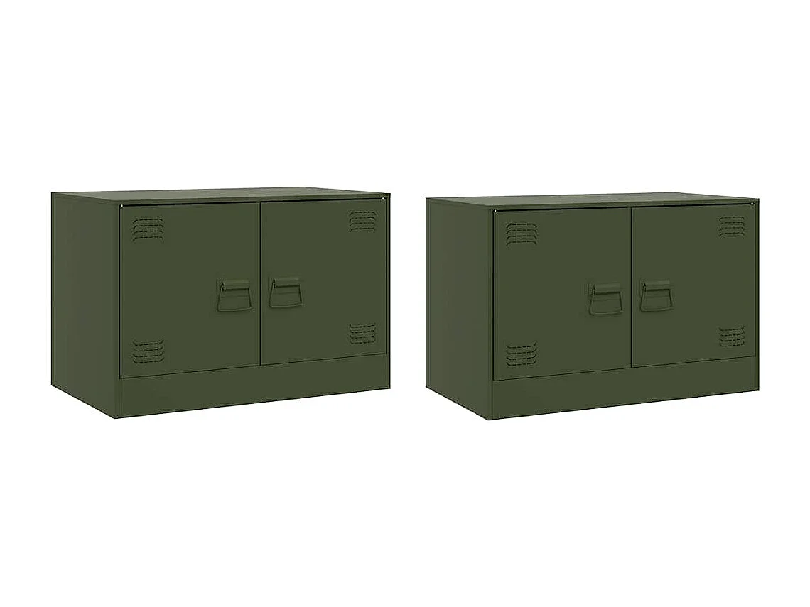 Meubles TV 2 pcs vert olive 67x39x44 cm acier