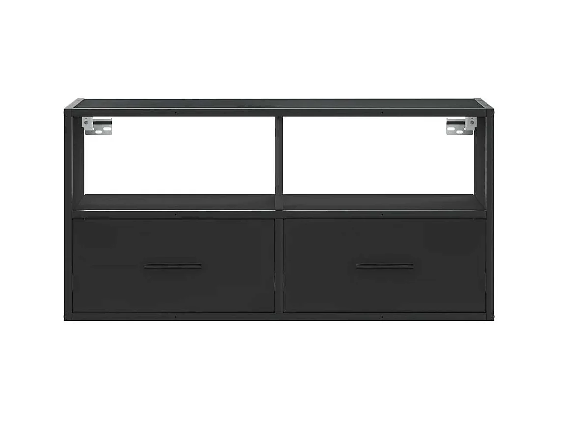 Meuble TV noir 80x31x39,5 cm bois d'ingénierie et métal