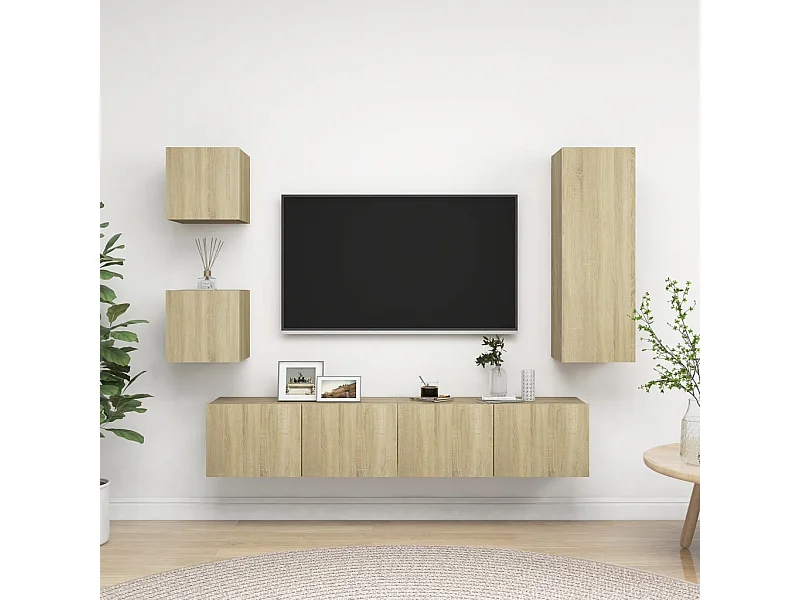 5-delige tv-meubelset Sonoma eiken bewerkt hout