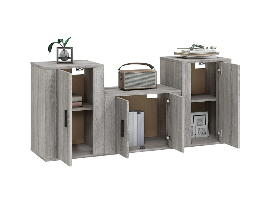 Ensemble de meubles TV 3 pcs Sonoma gris Bois d'ingénierie