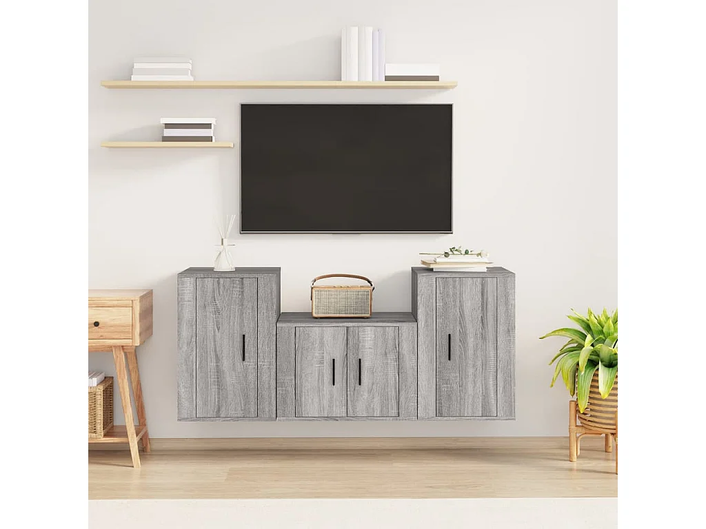 Ensemble de meubles TV 3 pcs Sonoma gris Bois d'ingénierie