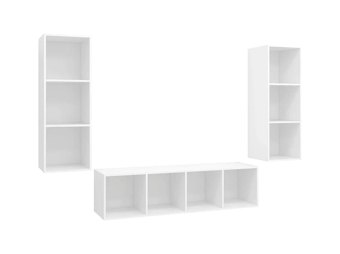Ensemble de meuble TV 3 pcs Blanc Bois d'ingénierie