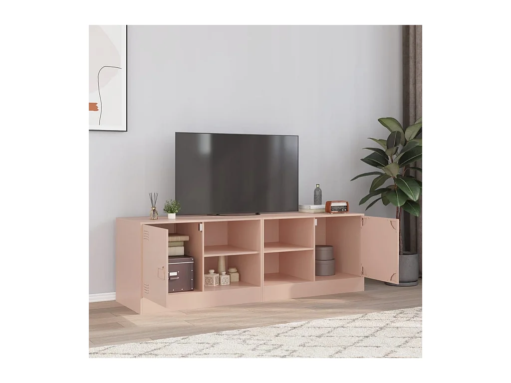 Mueble TV 2 piezas rosa 67x39x44 cm acero