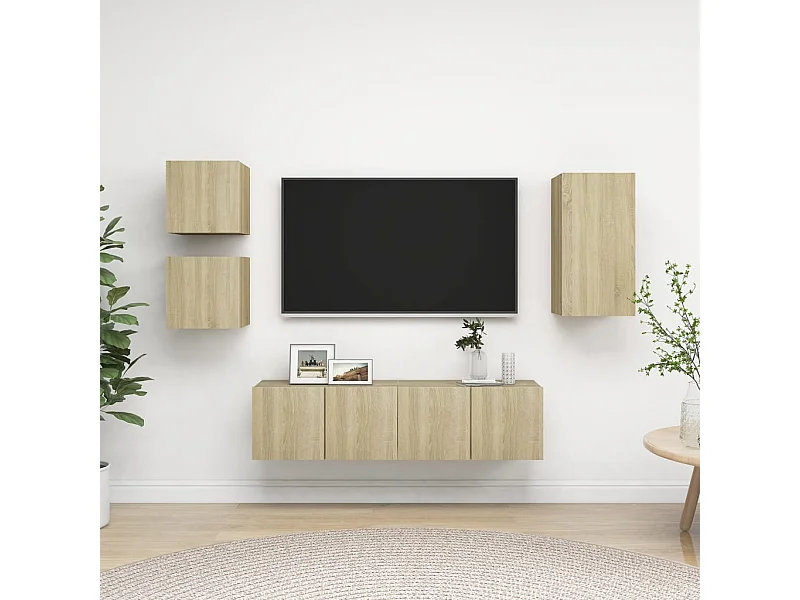 Ensemble de meubles TV 5 pcs Chêne sonoma Bois d'ingénierie