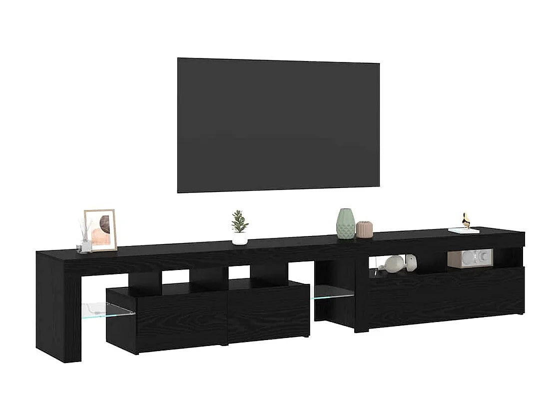 Mobile TV 2 pezzi, rovere nero, 290 x 36,5 x 40 cm