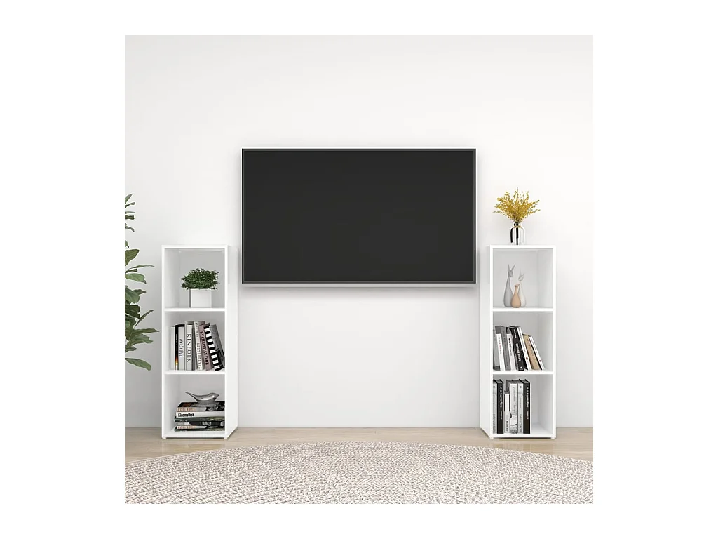 Meubles TV 2 pcs Blanc 107x35x37 cm Bois d'ingénierie